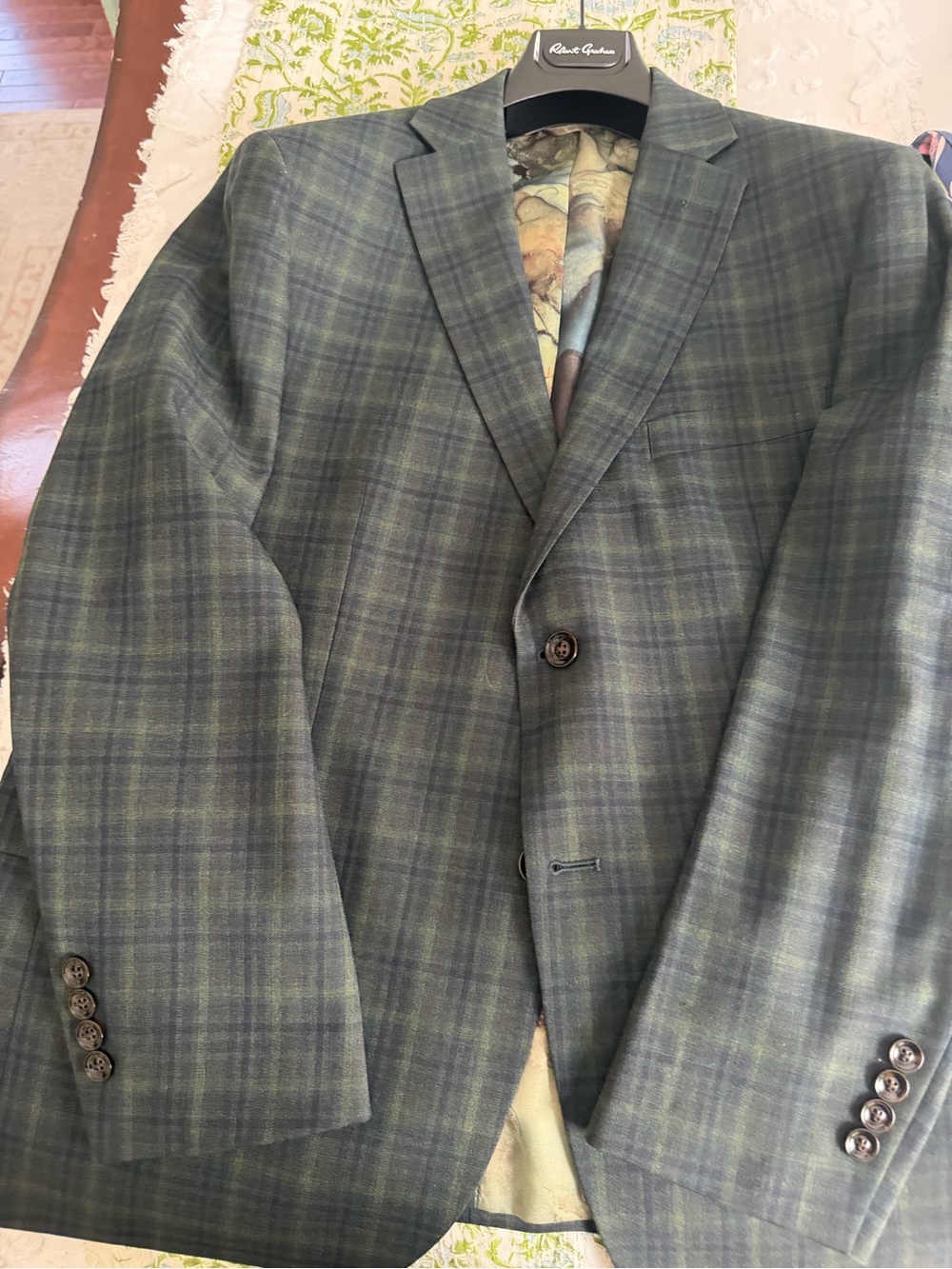 Robert Graham Green and Blue Plaid Sport Coat